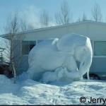 Frozen elephant ice scultpure