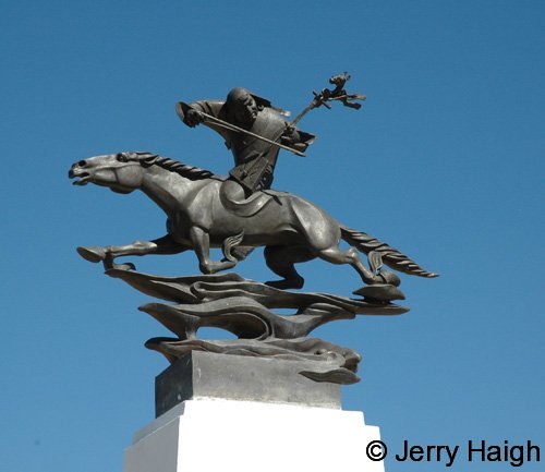 Tradtional Mongolian warrior statue
