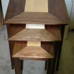 nesting tables, walnut and maple